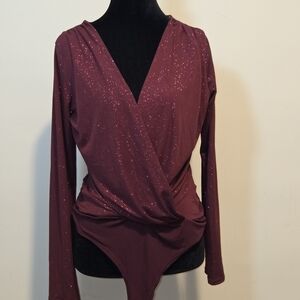 Elegant Burgundy Wrap Top (Unworn)